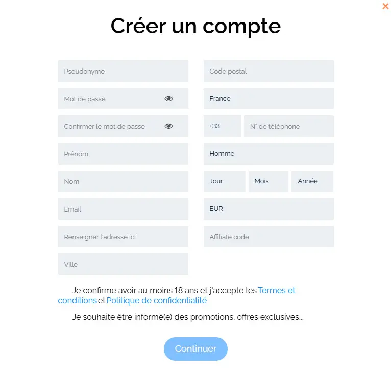 Registration process WOLF777 CASINO